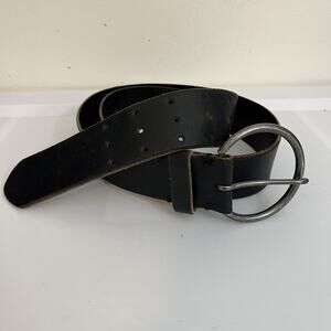 Vtg CANDIES Y2k Boho 90's Festival Italian Leather Brown Belt Sz L SILVER buckle